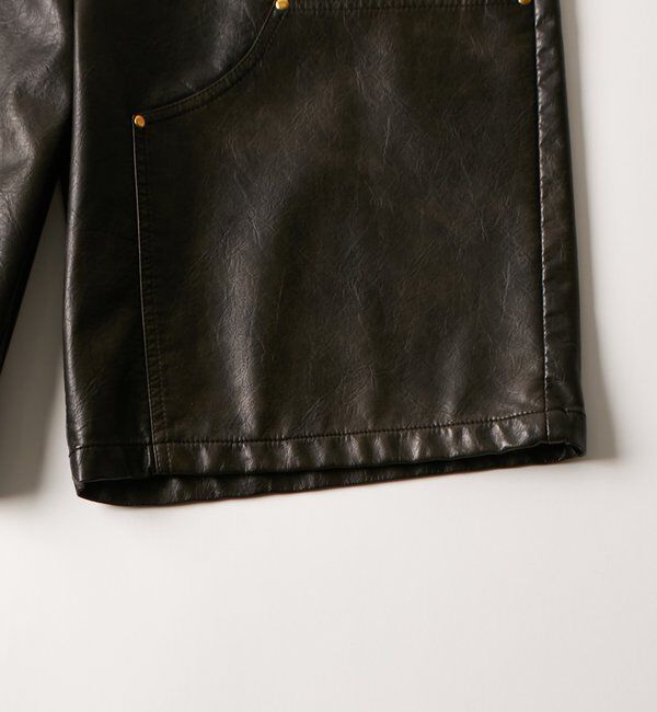  「レザーダブルニーハーフパンツ」|チノ|