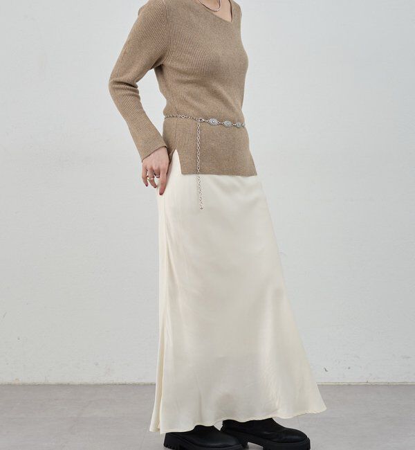  「【4色展開】アシンメトリーリブニット」|ニット・セーター|