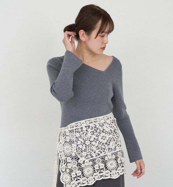  「【4色展開】アシンメトリーリブニット」|ニット・セーター|