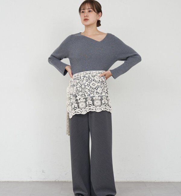  「【4色展開】アシンメトリーリブニット」|ニット・セーター|