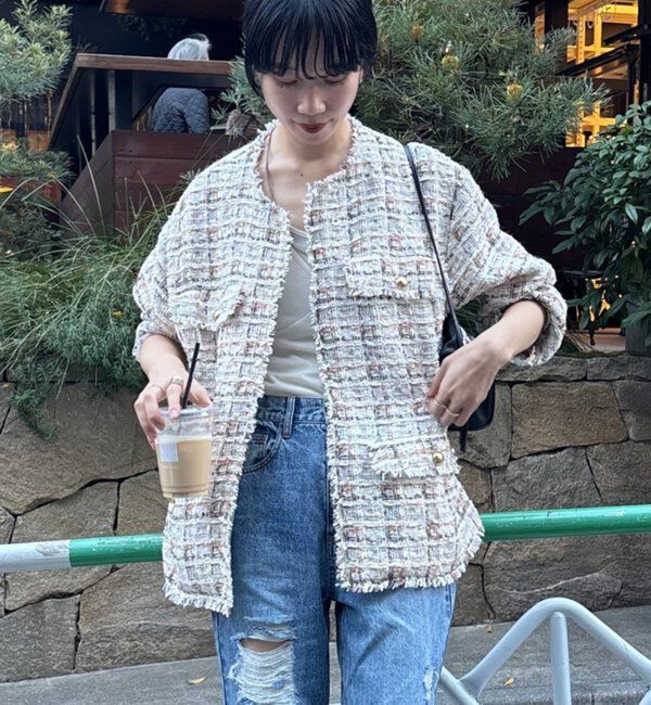  「【インフルエンサー＠akane_nagataコラボ】ツイードジャケット」|その他|ホワイトその他1