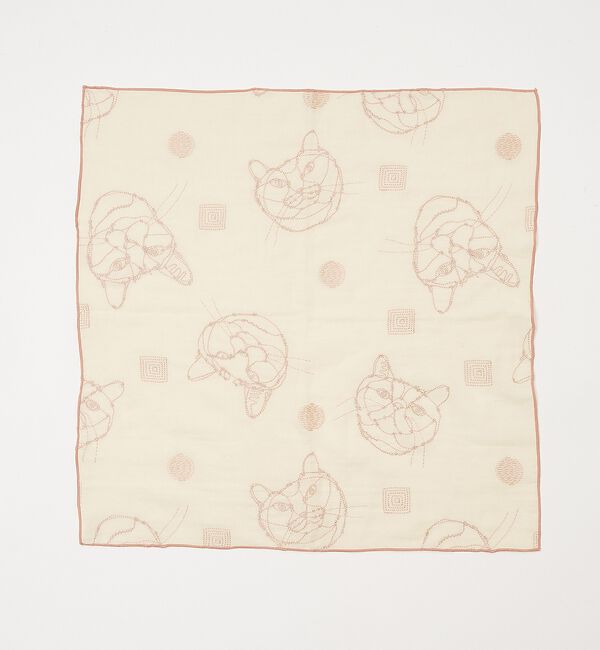 collex「【＋HAyU fabric】 ダブルガーゼ 猫刺繍ハンカチ 綿100%」|ハンカチ|