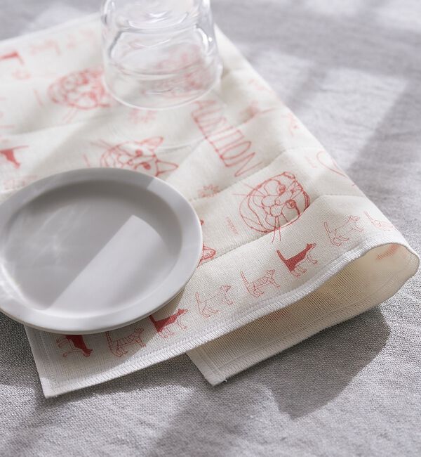 collex「【＋HAyU fabric】猫柄 蚊帳織りふきん」|食器・キッチングッズ|