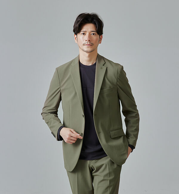 ABAHOUSE「【セットアップ対応/FLEX JACKET】マルチストレッチ ジャケット」|テーラードジャケット|カーキ