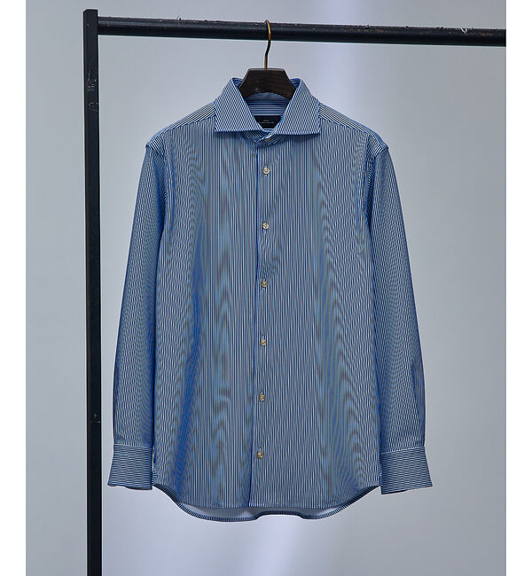 ABAHOUSE「【FLEX SHIRTS / Dry Moment使用】ナロウストライプ シャツ」|シャツ・ブラウス|ブルー