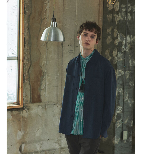 ABAHOUSE「【バイアスヨーク】ストライプ バンドカラーシャツ / オーバーサイズ」|シャツ・ブラウス|