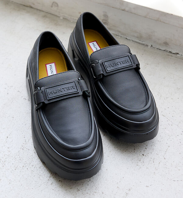 Rouge vif「【HUNTER/ハンター】リファインド エクスプローラー フラットフォーム ロー」|ローファー|ブラック
