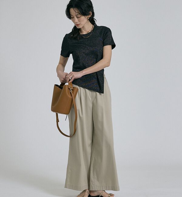 qualite「【大人ラメ&times;スリット】ラメテレコTシャツ」|Tシャツ・カットソー|