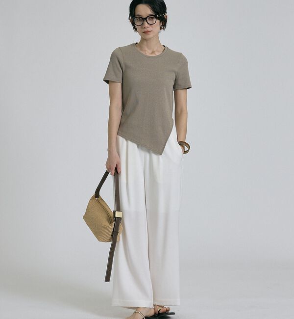 qualite「【大人ラメ&times;スリット】ラメテレコTシャツ」|Tシャツ・カットソー|