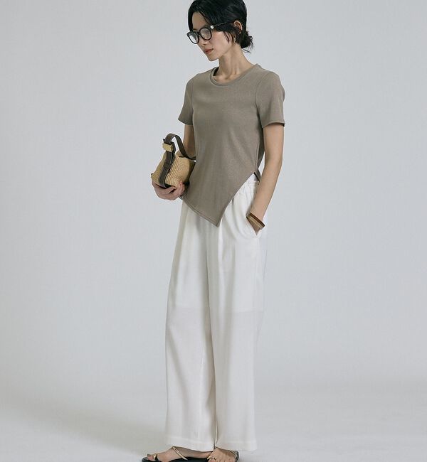 qualite「【大人ラメ&times;スリット】ラメテレコTシャツ」|Tシャツ・カットソー|