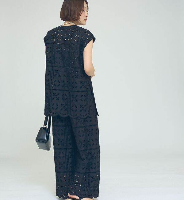 qualite「【セットアップ対応】エンブロイダリーノースリーブブラウス【予約】」|キャミソール|