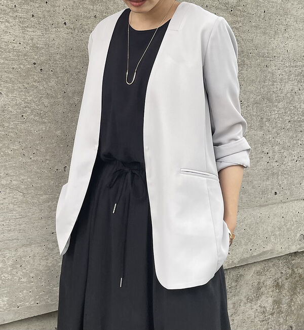 abahouse mavie「ノーカラーライトジャケット」|ノーカラージャケット|