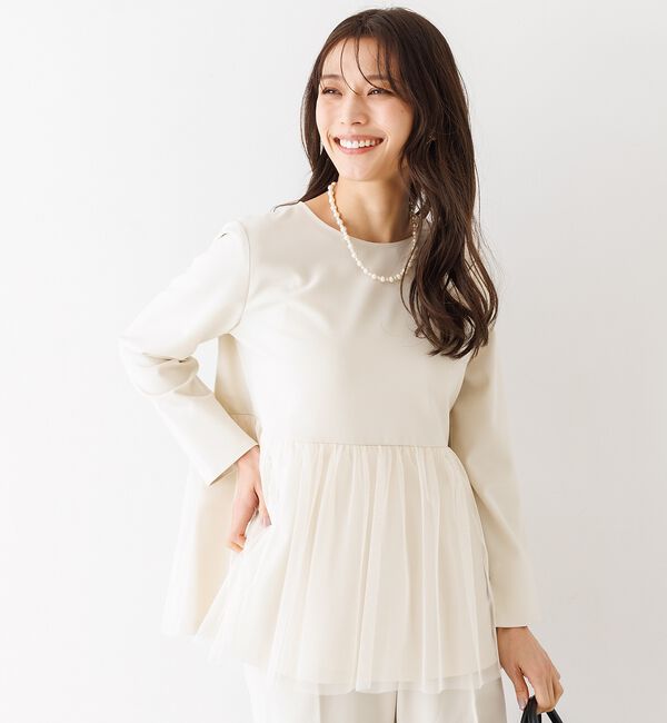 abahouse mavie「【エニデイカセット】チュールブラウス＆テーパードパンツ」|シャツ・ブラウス|