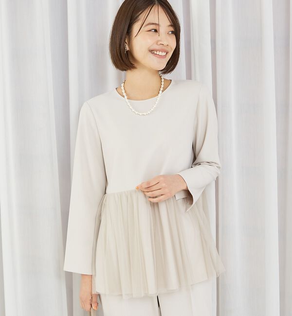 abahouse mavie「【エニデイカセット】チュールブラウス＆テーパードパンツ」|シャツ・ブラウス|