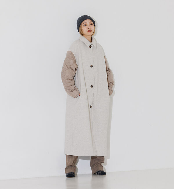 NOMINE「袖キルティングステンカラーコート」|ステンカラーコート|