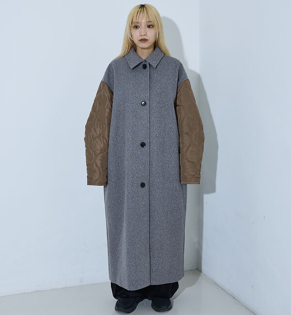 NOMINE「袖キルティングステンカラーコート」|ステンカラーコート|