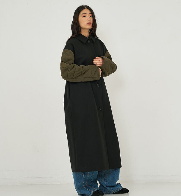 NOMINE「袖キルティングステンカラーコート」|ステンカラーコート|