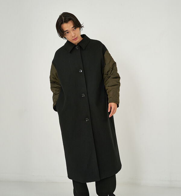 NOMINE「袖キルティングステンカラーコート」|ステンカラーコート|