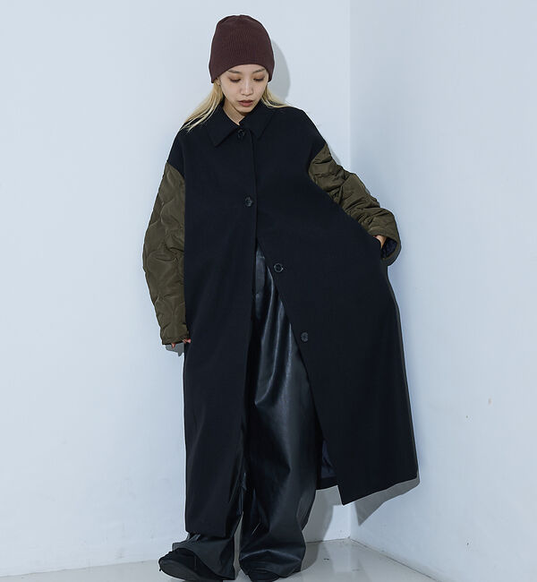 NOMINE「袖キルティングステンカラーコート」|ステンカラーコート|
