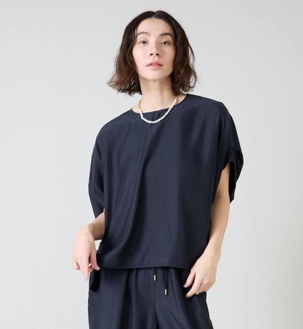 Liesse「ワイドシルエットブラウス」|シャツ・ブラウス|ネイビー