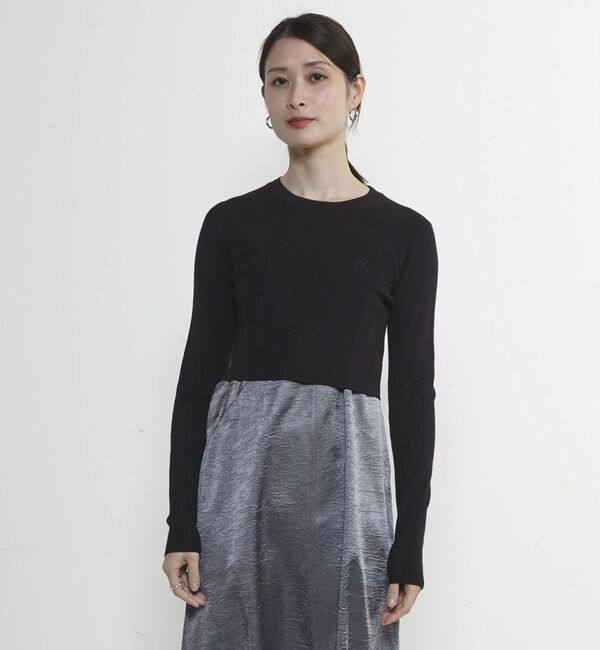 Soffitto「Soffitto刺繍入りクロップドニット」|ニット・セーター|ブラック