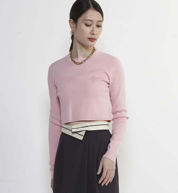 Soffitto「Soffitto刺繍入りクロップドニット」|ニット・セーター|
