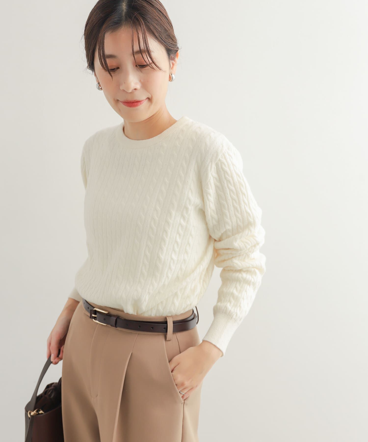 URBAN RESEARCH DOORS「ウール混ケーブルコンパクトニット」|ニット・セーター|