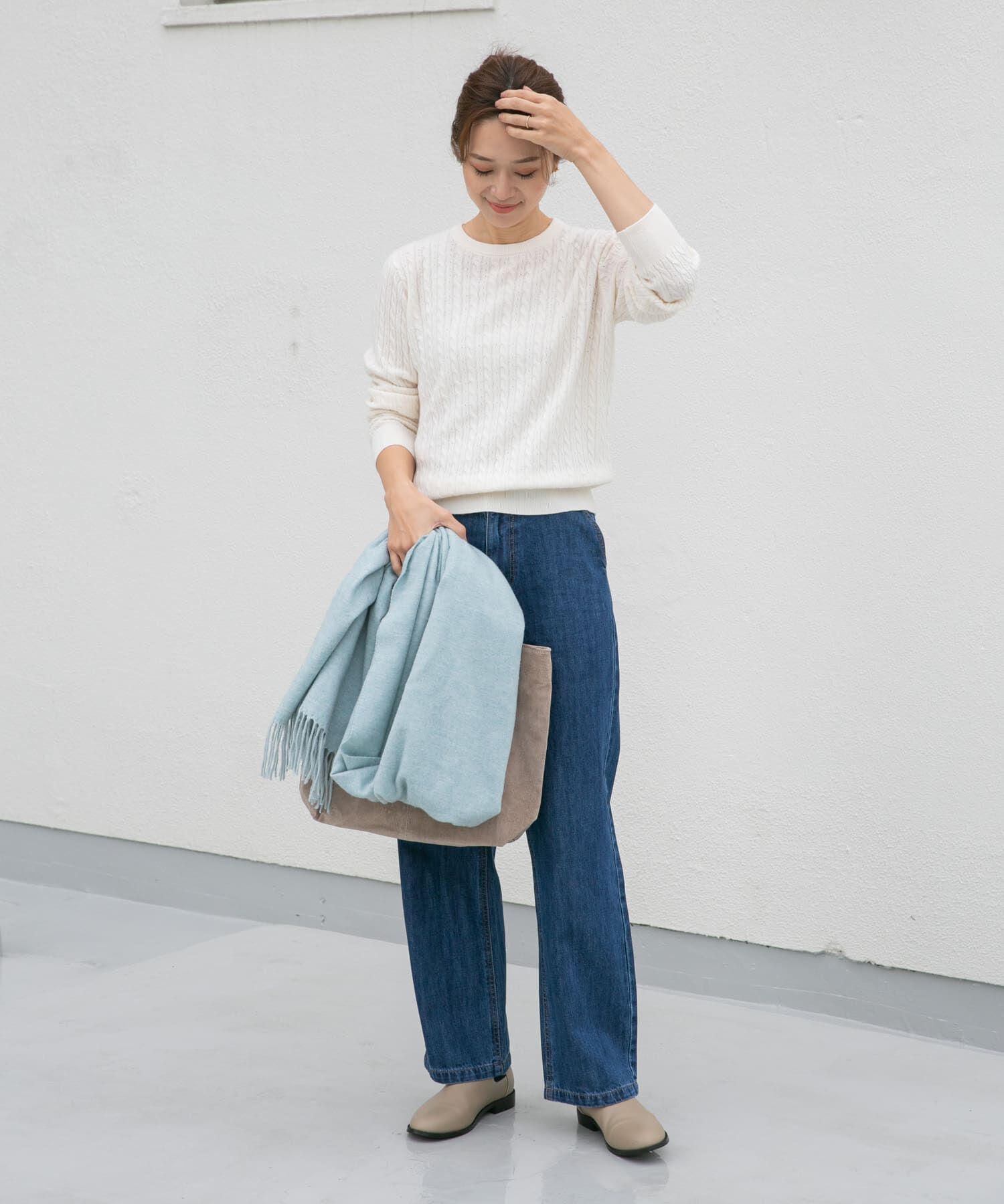 URBAN RESEARCH DOORS「ウール混ケーブルコンパクトニット」|ニット・セーター|