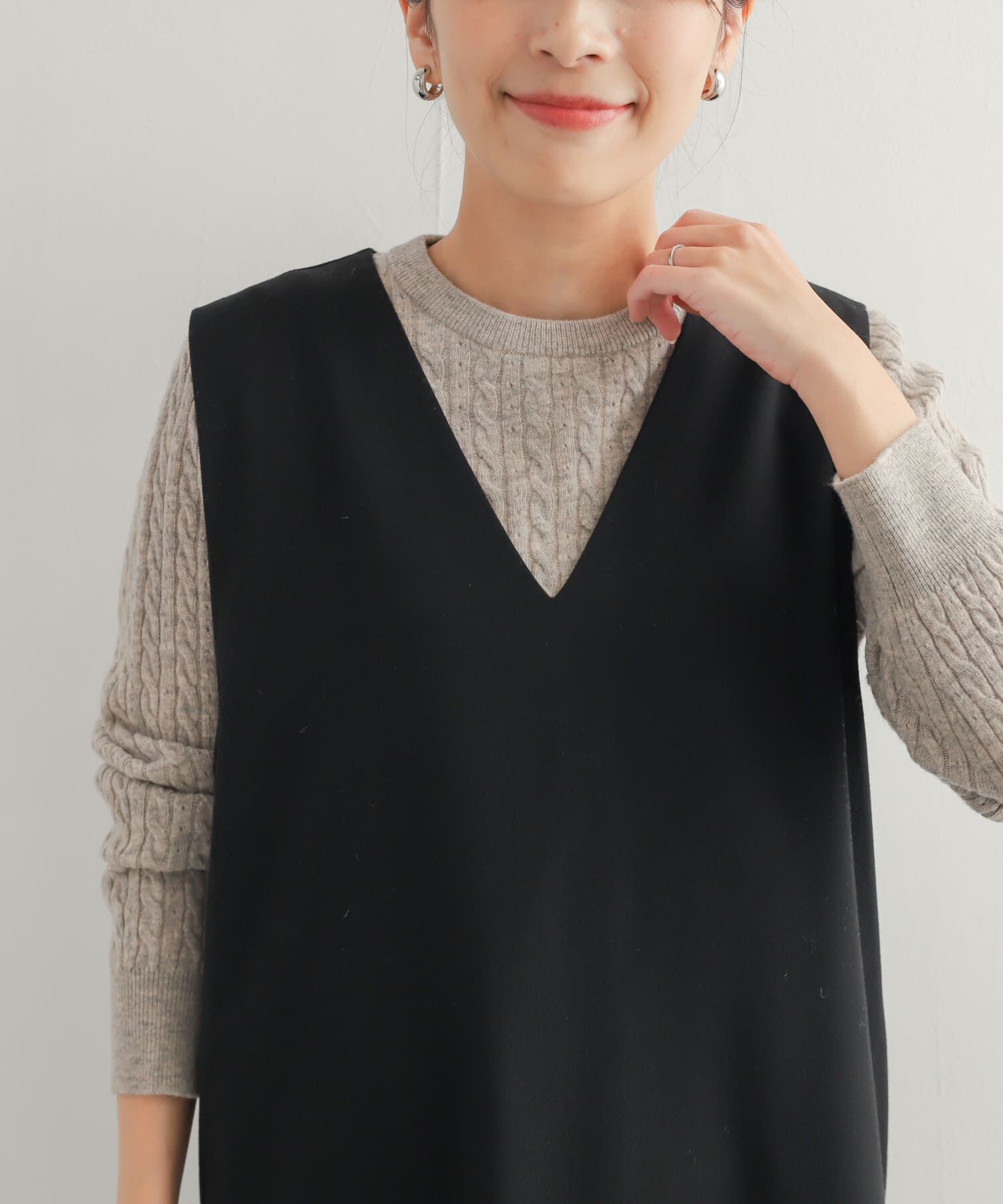 URBAN RESEARCH DOORS「ウール混ケーブルコンパクトニット」|ニット・セーター|