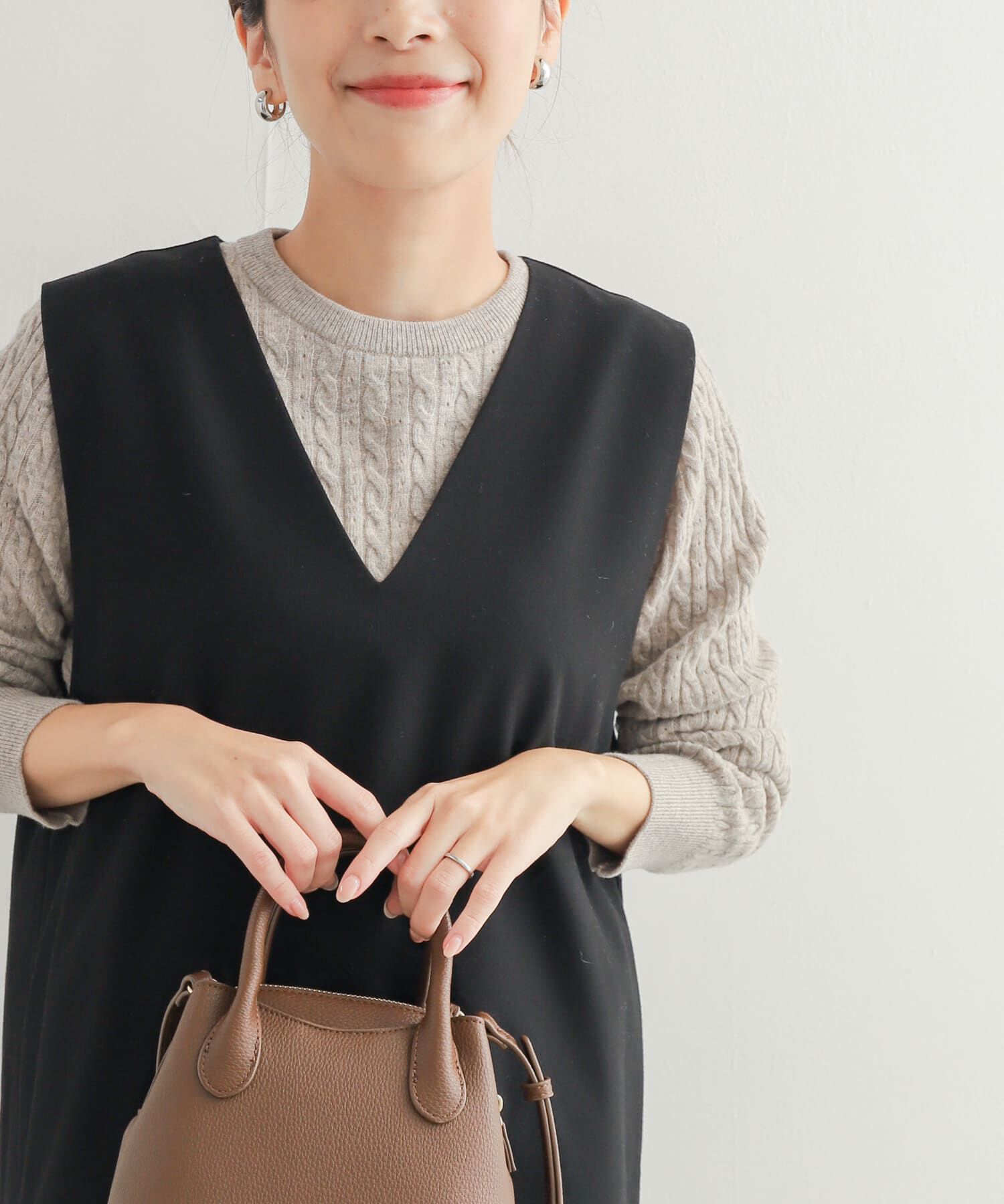 URBAN RESEARCH DOORS「ウール混ケーブルコンパクトニット」|ニット・セーター|