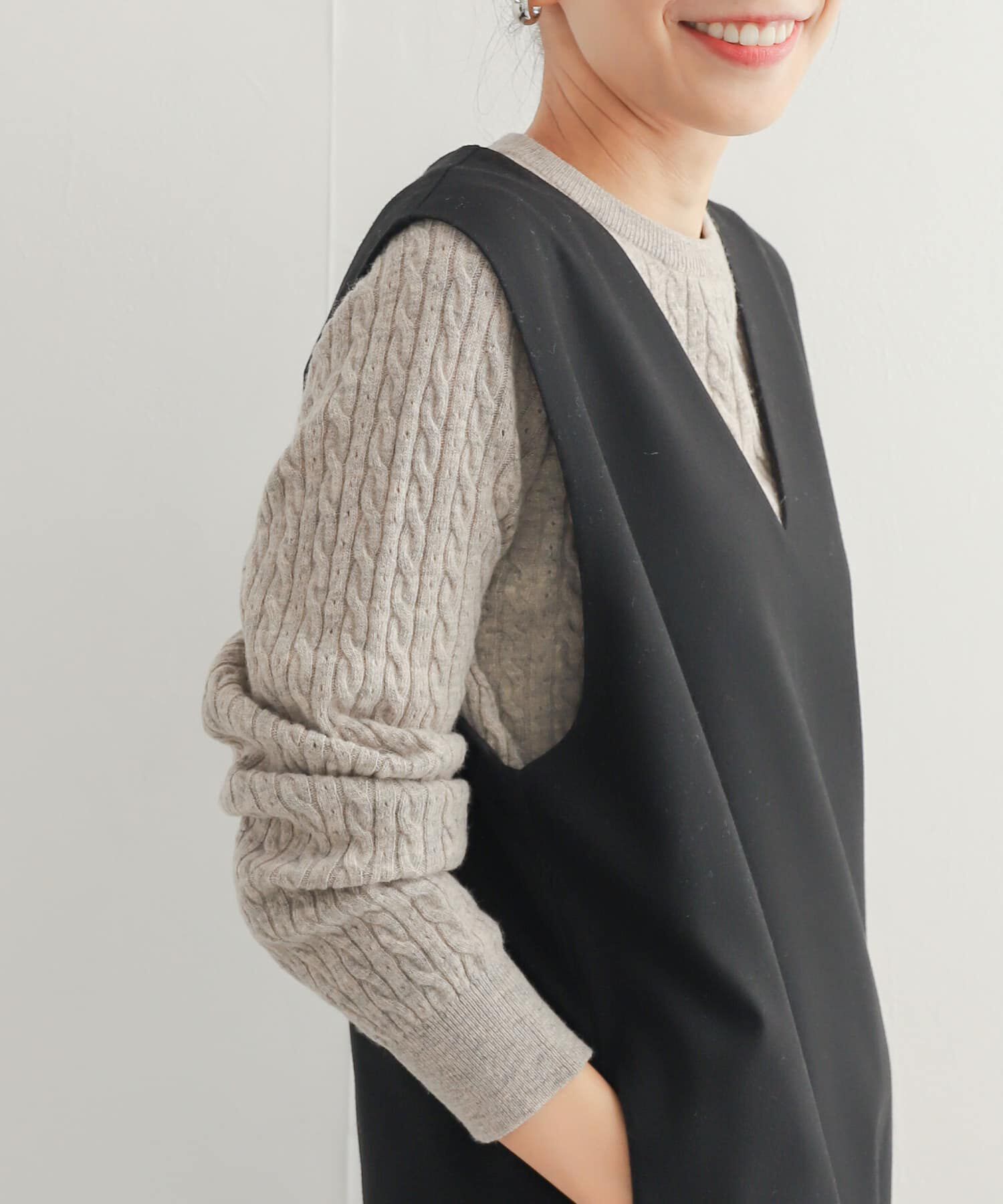 URBAN RESEARCH DOORS「ウール混ケーブルコンパクトニット」|ニット・セーター|