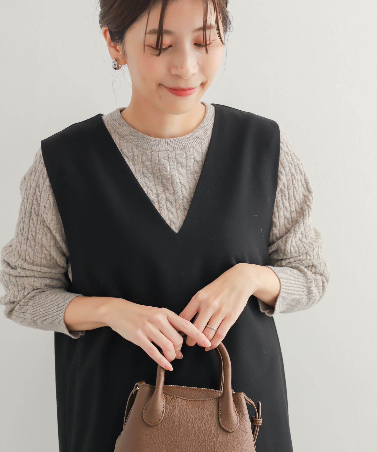 URBAN RESEARCH DOORS「ウール混ケーブルコンパクトニット」|ニット・セーター|