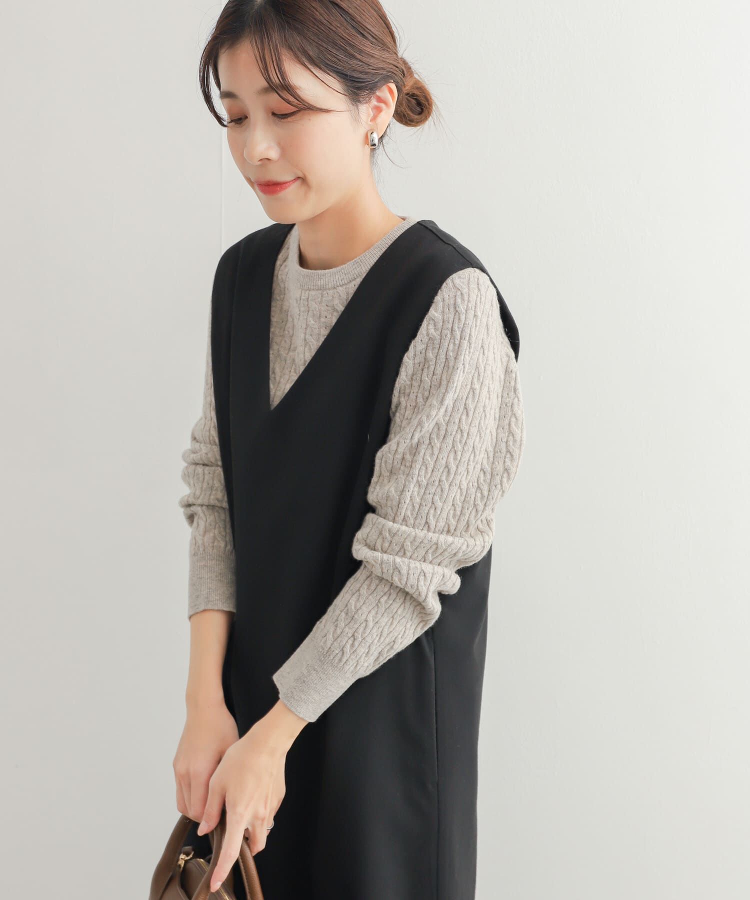 URBAN RESEARCH DOORS「ウール混ケーブルコンパクトニット」|ニット・セーター|