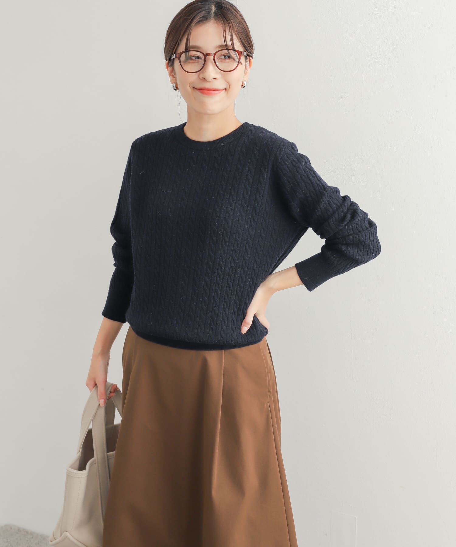 URBAN RESEARCH DOORS「ウール混ケーブルコンパクトニット」|ニット・セーター|