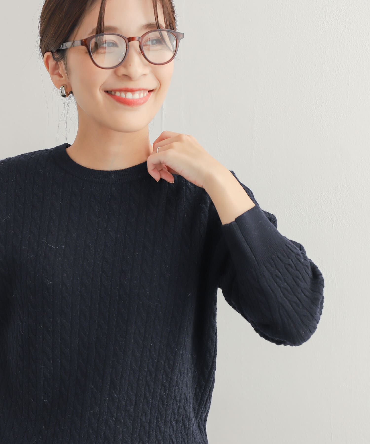 URBAN RESEARCH DOORS「ウール混ケーブルコンパクトニット」|ニット・セーター|