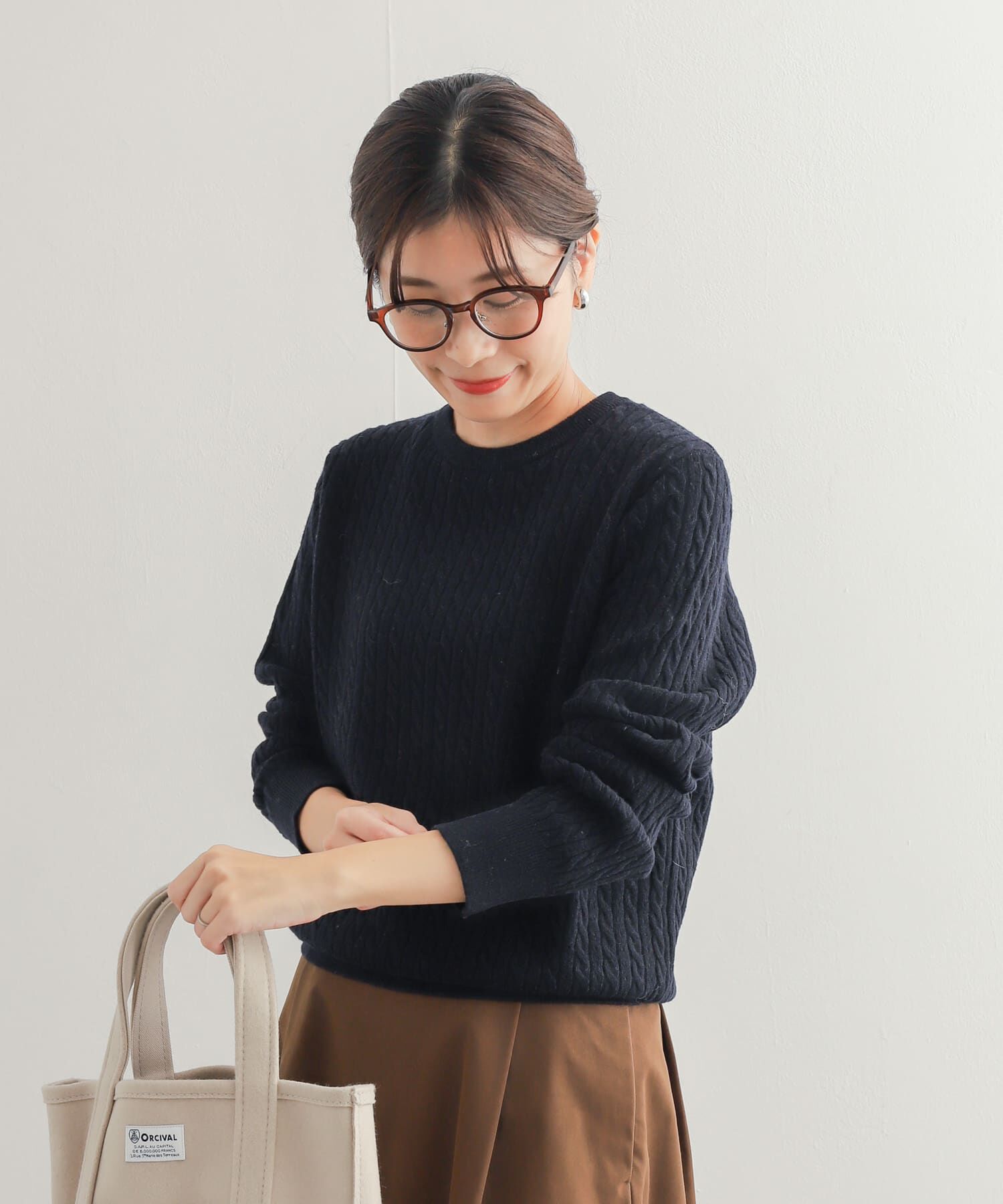 URBAN RESEARCH DOORS「ウール混ケーブルコンパクトニット」|ニット・セーター|