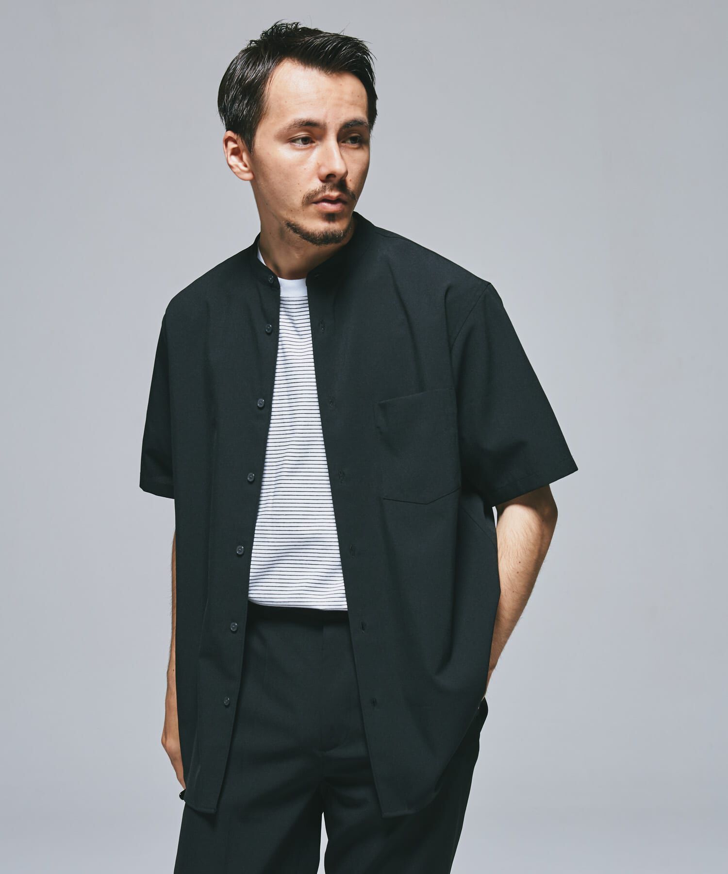 URBAN RESEARCH DOORS「『一部WEB限定』『UR TECH DRYLUXE』バンドカラーシャツ」|シャツ・ブラウス|