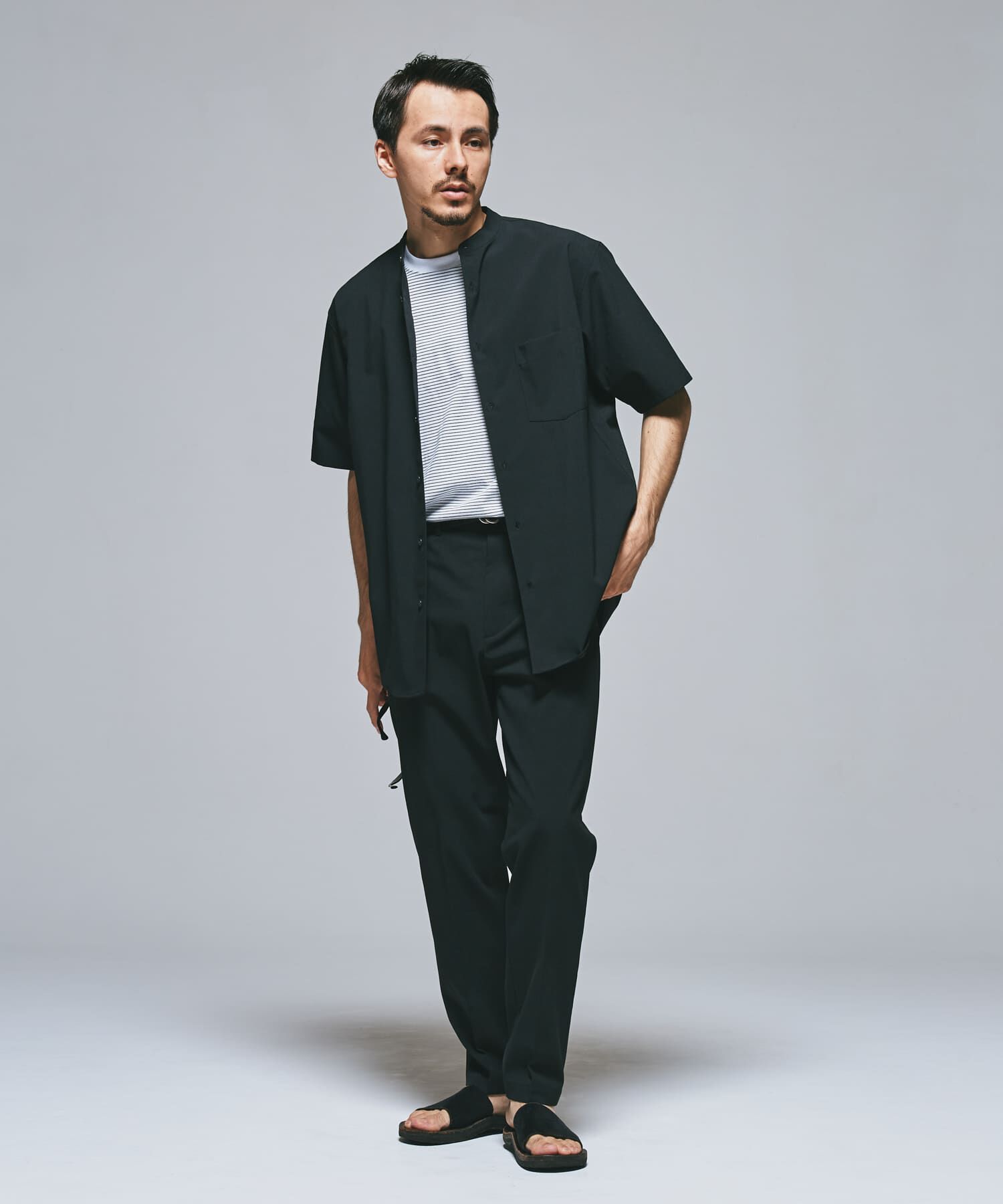 URBAN RESEARCH DOORS「『一部WEB限定』『UR TECH DRYLUXE』バンドカラーシャツ」|シャツ・ブラウス|