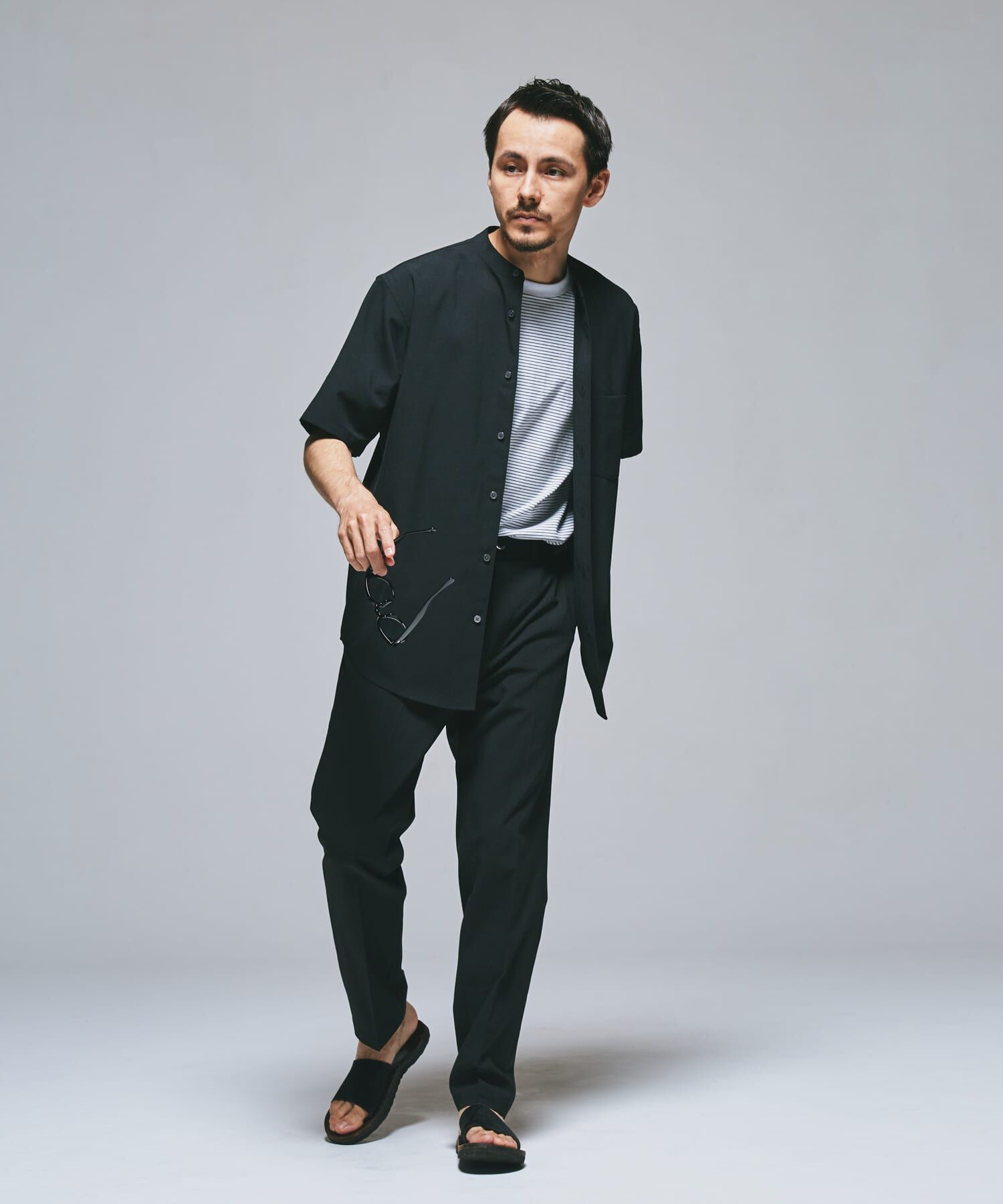 URBAN RESEARCH DOORS「『一部WEB限定』『UR TECH DRYLUXE』バンドカラーシャツ」|シャツ・ブラウス|