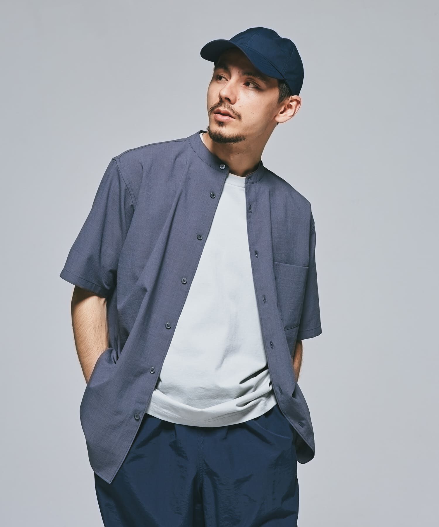 URBAN RESEARCH DOORS「『一部WEB限定』『UR TECH DRYLUXE』バンドカラーシャツ」|シャツ・ブラウス|