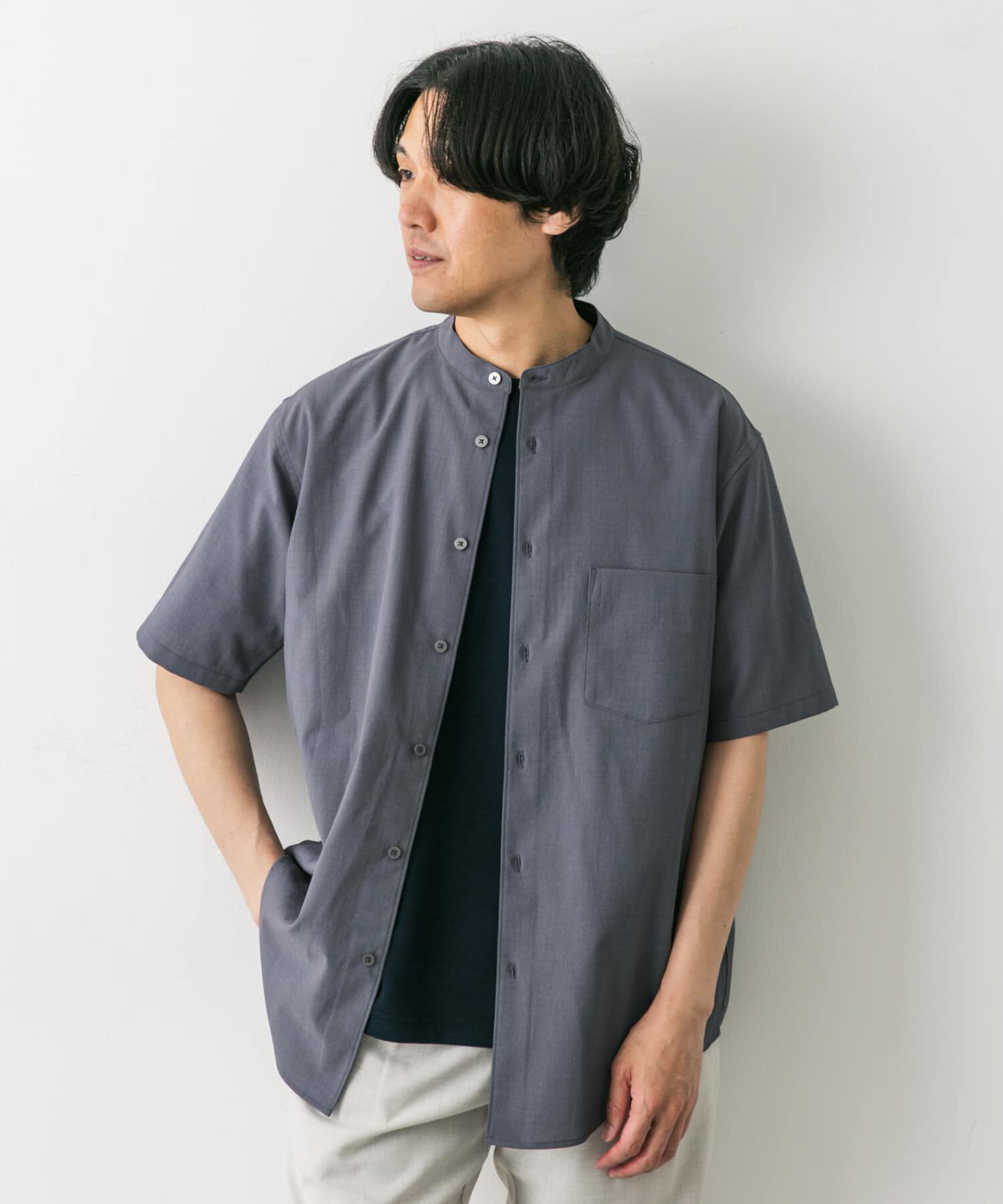 URBAN RESEARCH DOORS「『一部WEB限定』『UR TECH DRYLUXE』バンドカラーシャツ」|シャツ・ブラウス|