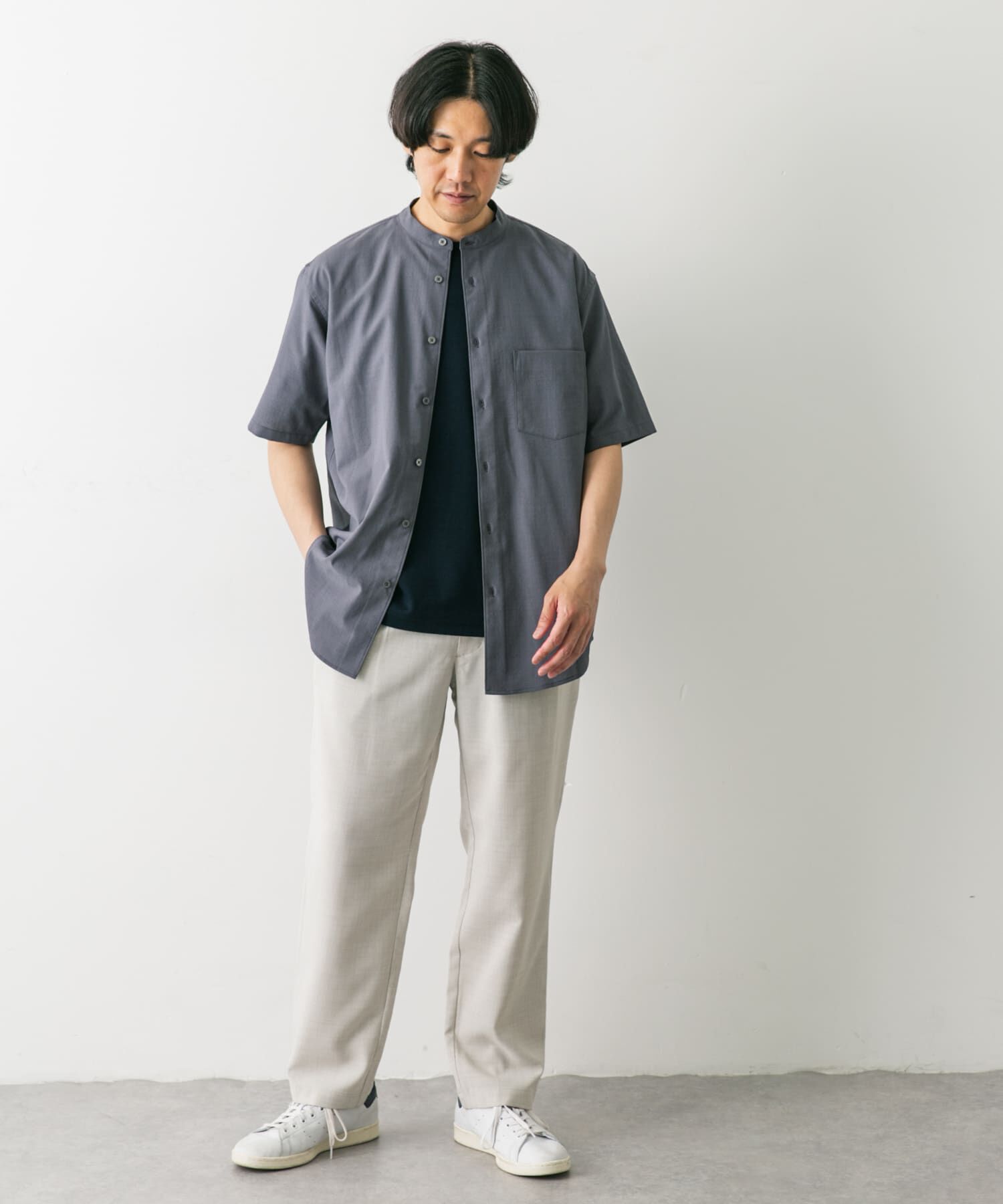 URBAN RESEARCH DOORS「『一部WEB限定』『UR TECH DRYLUXE』バンドカラーシャツ」|シャツ・ブラウス|
