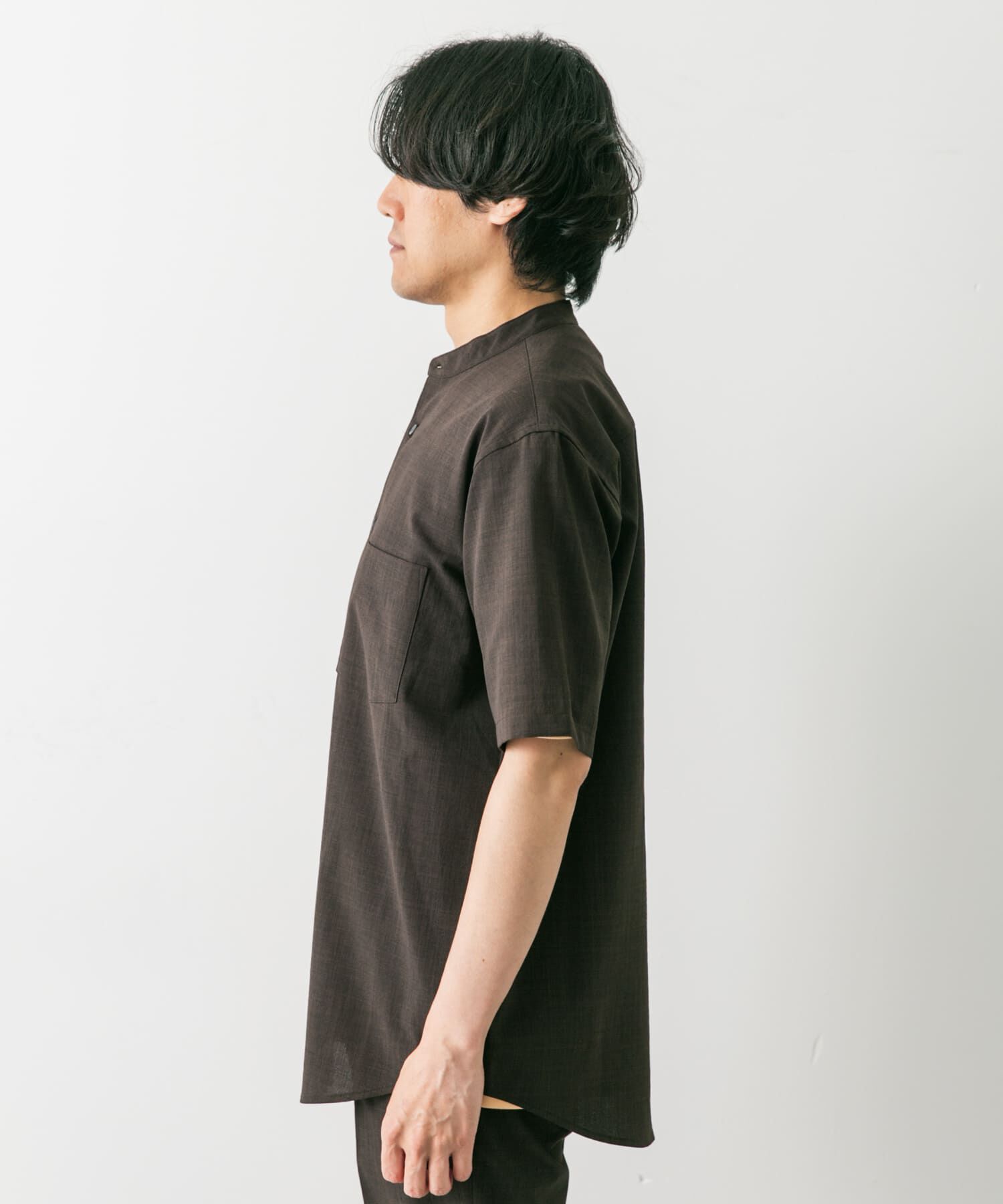 URBAN RESEARCH DOORS「『一部WEB限定』『UR TECH DRYLUXE』バンドカラーシャツ」|シャツ・ブラウス|