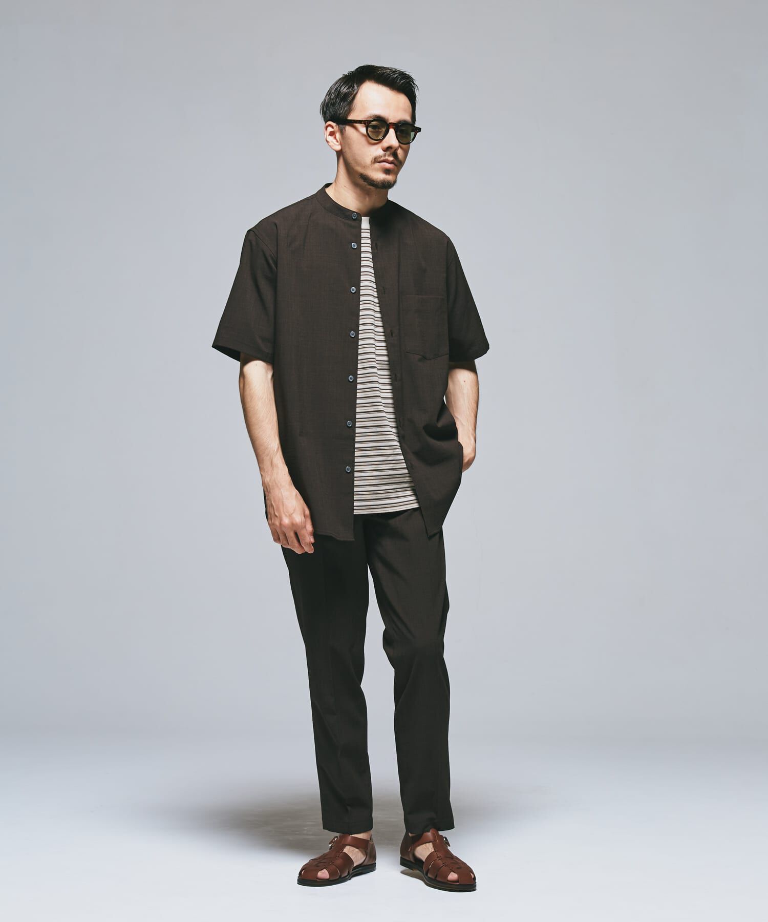 URBAN RESEARCH DOORS「『一部WEB限定』『UR TECH DRYLUXE』バンドカラーシャツ」|シャツ・ブラウス|