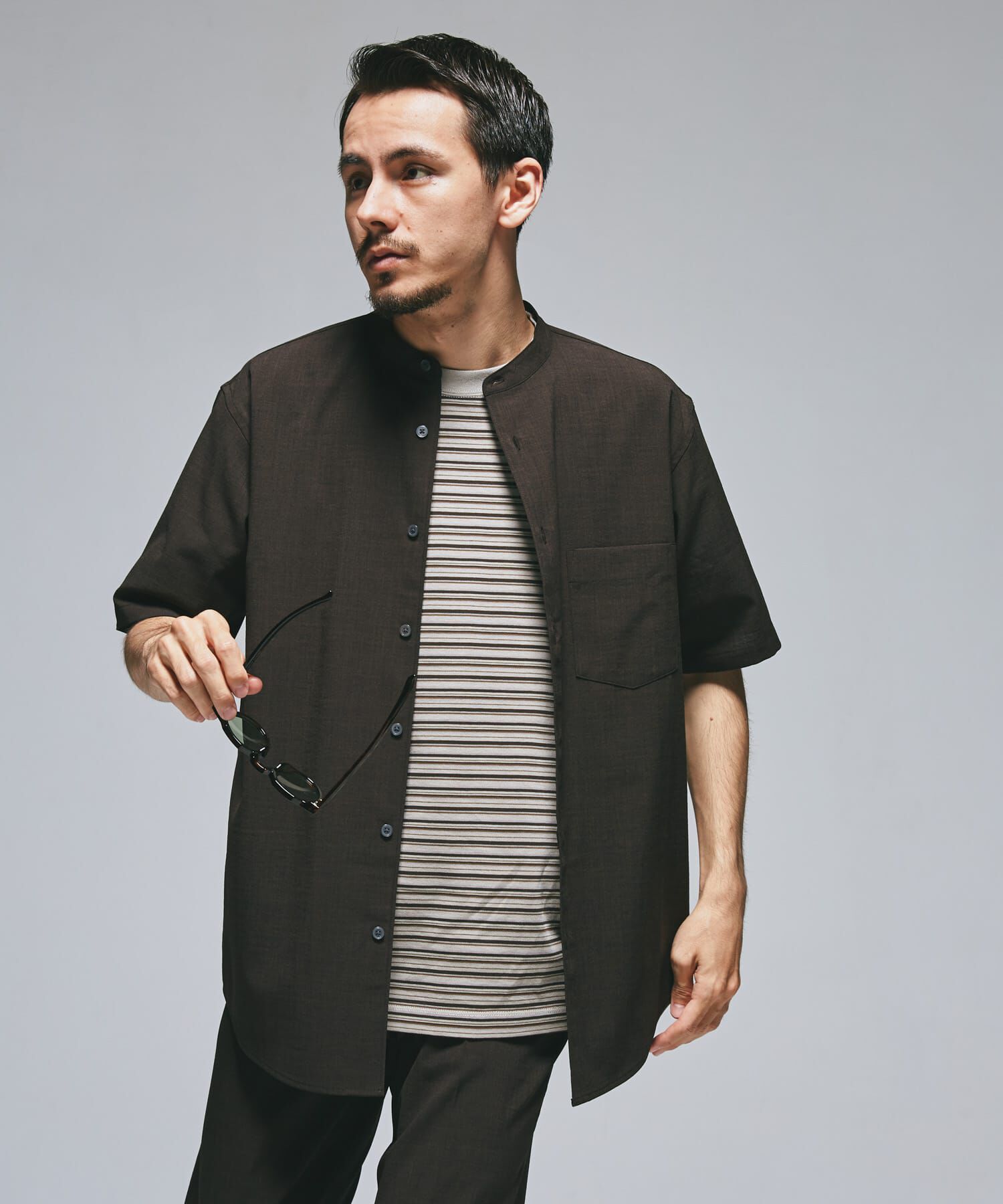 URBAN RESEARCH DOORS「『一部WEB限定』『UR TECH DRYLUXE』バンドカラーシャツ」|シャツ・ブラウス|