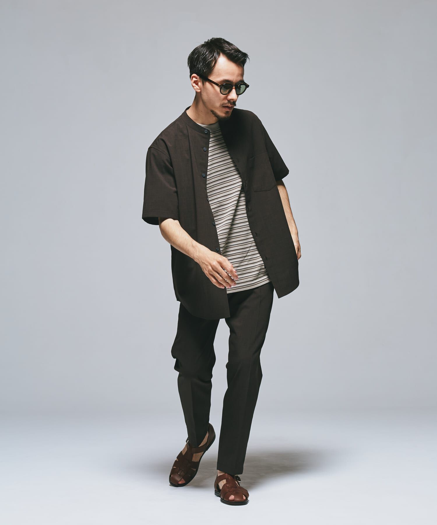 URBAN RESEARCH DOORS「『一部WEB限定』『UR TECH DRYLUXE』バンドカラーシャツ」|シャツ・ブラウス|