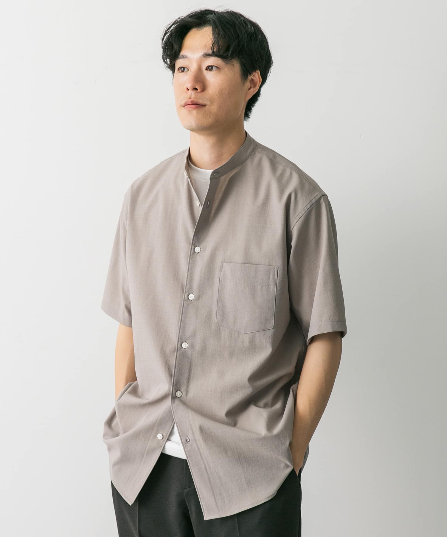 URBAN RESEARCH DOORS「『一部WEB限定』『UR TECH DRYLUXE』バンドカラーシャツ」|シャツ・ブラウス|