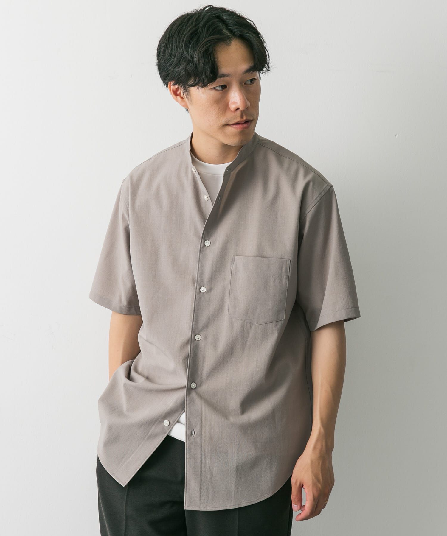 URBAN RESEARCH DOORS「『一部WEB限定』『UR TECH DRYLUXE』バンドカラーシャツ」|シャツ・ブラウス|
