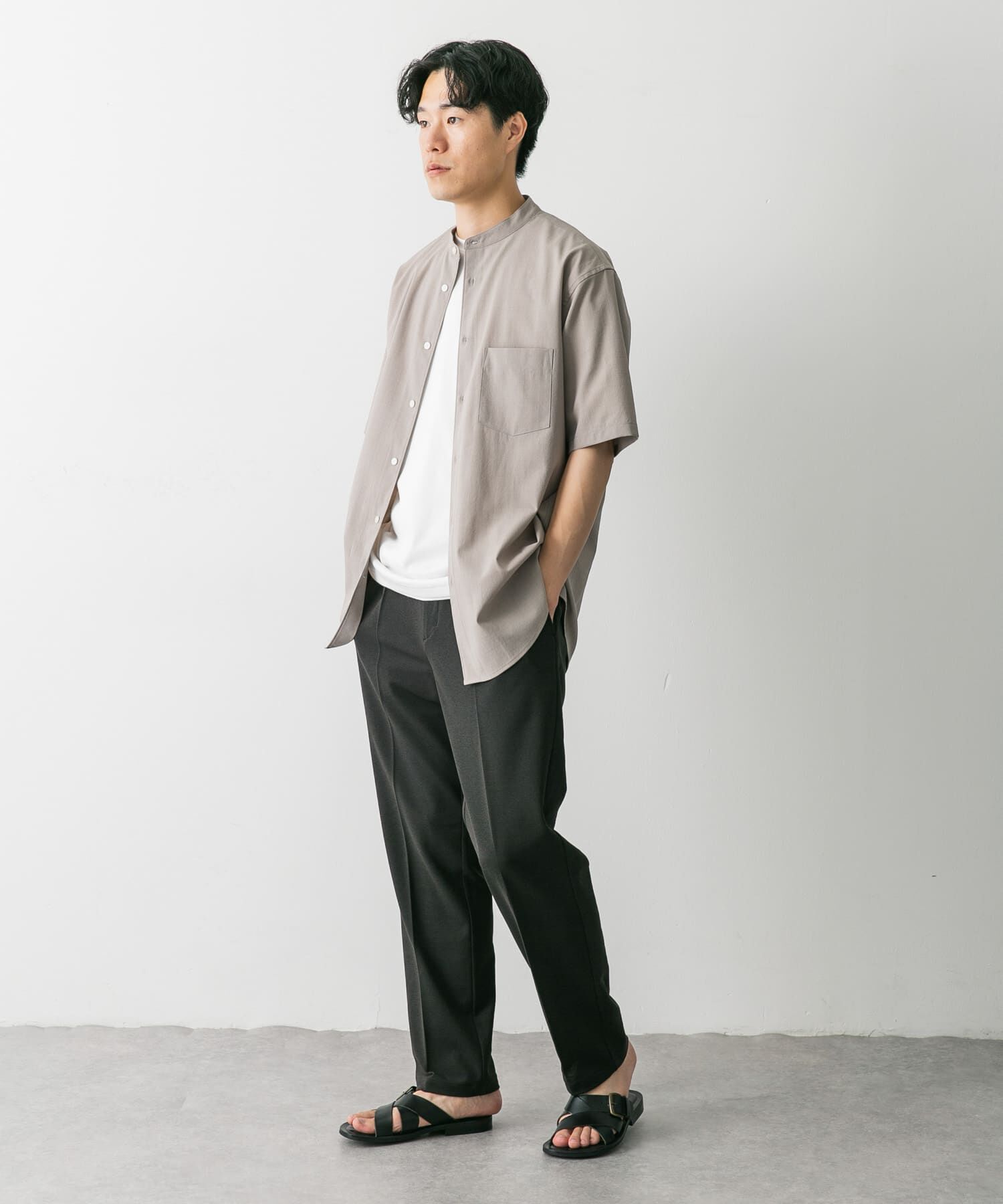 URBAN RESEARCH DOORS「『一部WEB限定』『UR TECH DRYLUXE』バンドカラーシャツ」|シャツ・ブラウス|