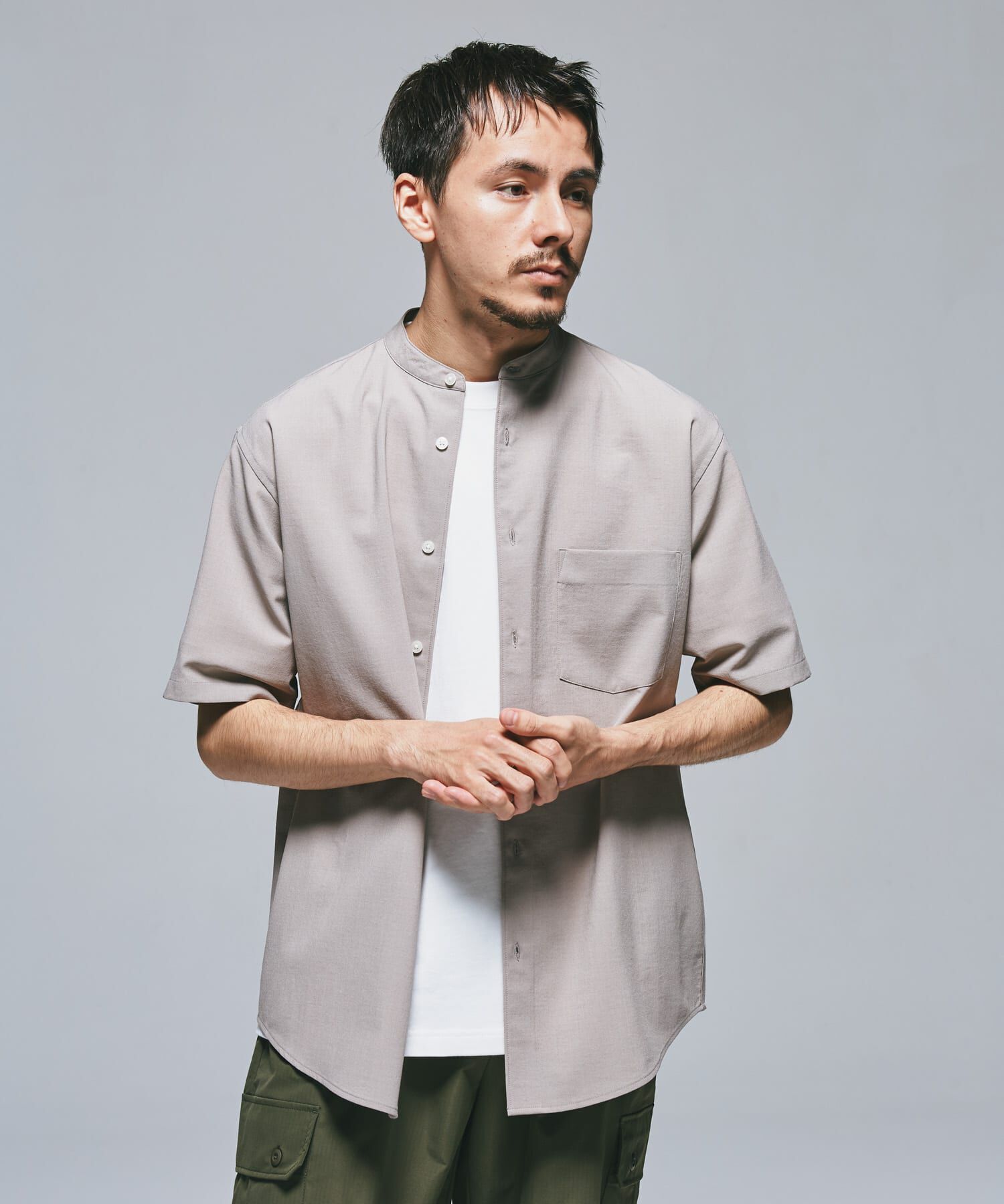 URBAN RESEARCH DOORS「『一部WEB限定』『UR TECH DRYLUXE』バンドカラーシャツ」|シャツ・ブラウス|